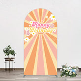 Lofaris Color Groovy Sun Daisy Happy Birthday Arch Backdrop